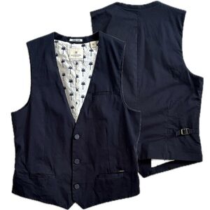 Scotch & Soda Kids Suit Vest Boys Size 16 Navy Stretch Cotton 3 Button Front